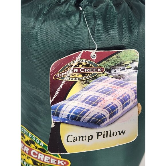 NOS Timber Creek  Outdoor Camping Pillow Green Flannel & Nylon w bag NWT 17 X 10 - Picture 2 of 6